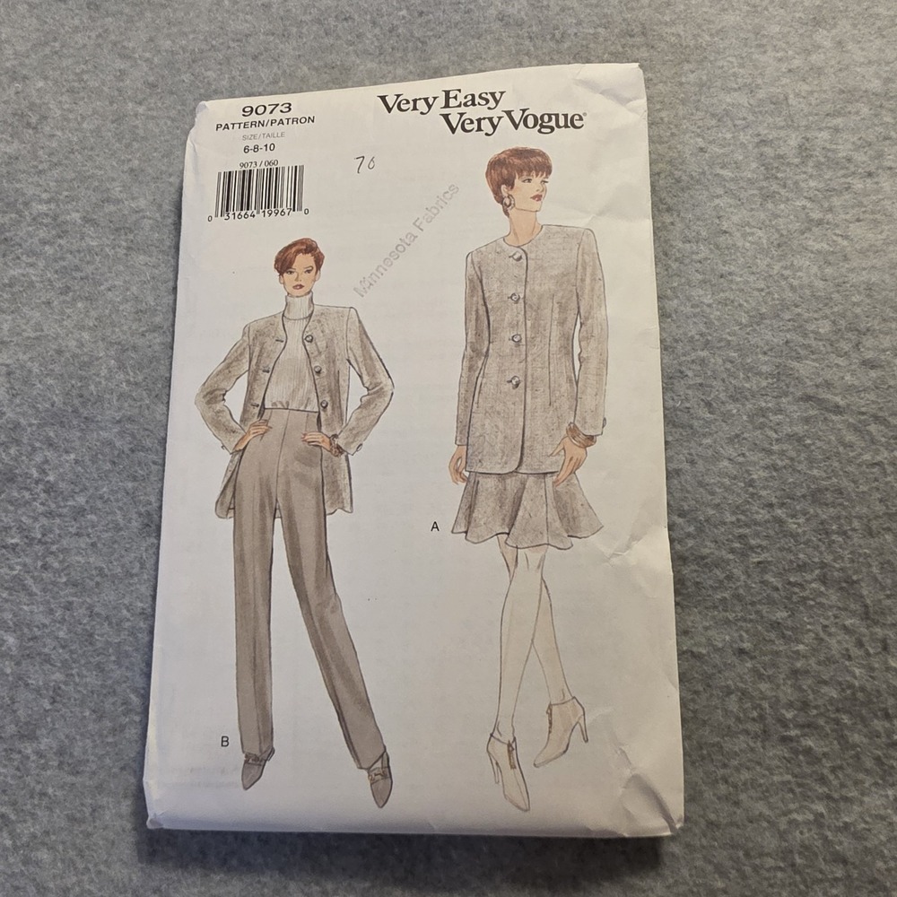 Vogue Very Easy Very Vogue 9073 Misses Jacket Sewing Pattern Sz 6-10